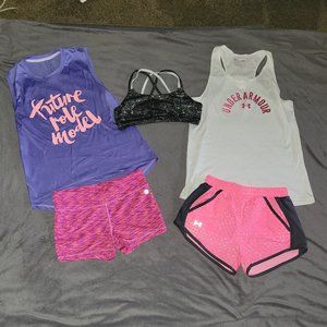 Girls workout Lot Assorted Underarmour Champion etc YLG 10 12